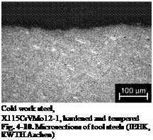 Подпись: Cold work steel, X115CrVMo12-1, hardened and tempered Fig. 4-10. Microsections of tool steels (IEHK, RWTH Aachen) 