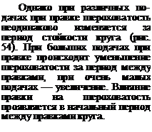 Подпись: Однако при различных по-дачах при правке шерохова-тость неодинаково изменяется за период стойкости круга (рис. 54). При больших подачах при правке происходит уменьшение шероховатости за период между правками, при очень малых подачах — увели-чение. Влияние правки на ше-роховатость проявляется в на-чальный период между прав-ками круга.